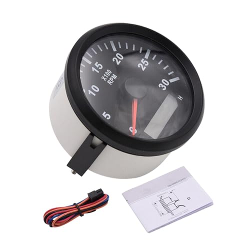 Tacómetro marino,Medidor de tacómetro marino de Rpm - Tacómetro para uso marino de 85 mm - Tacómetro para coche, yate, barco marino, 0-3000 Rpm, calibre de Rpm para coche, barco y yate