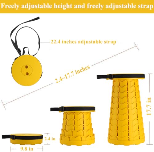 Image of Fishboy Upgraded Collapsible Stool, 400lbs Max Weight, Lightweight But Sturdy, Portable Retractable Folding Telescoping Foldable Camping Stool for Adults Outdoor Fishing Hiking BBQ