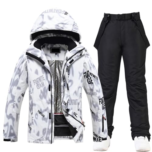Womens Ski Suit Windproof Waterproof Snowboard Colorful Printed Ski Jacket and Pants Set