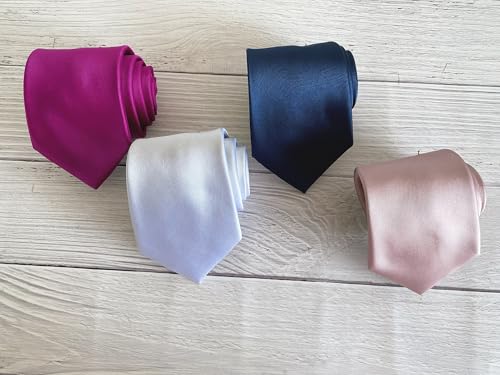 KissTies Mens Dark Magenta Solid Satin Tie Royal Purple Necktie Ties + Gift Box