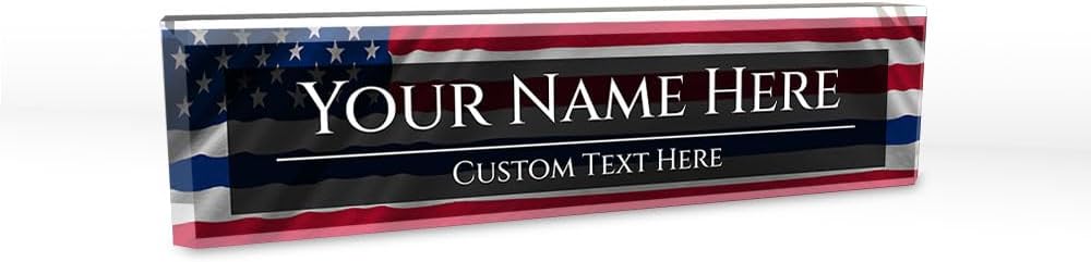 Signs ByLITA Law Enforcement Nameplate (Police, Sheriff, Security) Customized Police Lights | Personalized Acrylic Desk Sign (2 x 10")