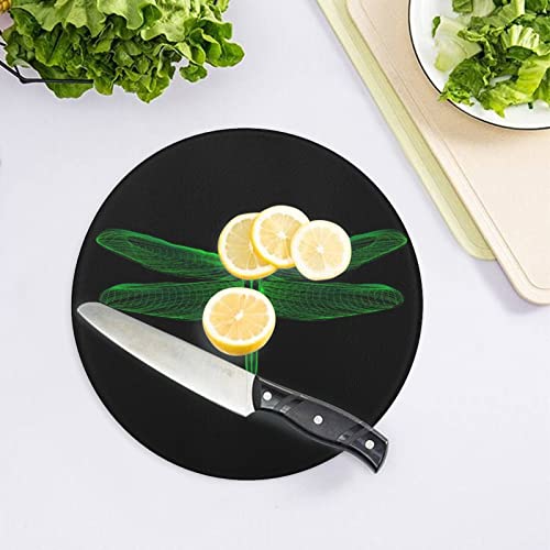 Planche à découper en verre Libellule Verte plateau de cuisine 20 cm
