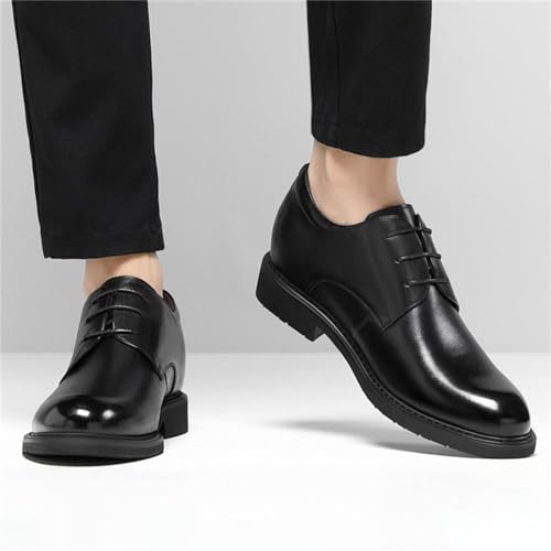 Men's Elevator Dress Shoes Leather Business Oxford Shoes Modern Invisible Height Increasing Formal Lace-Ups Shoes, 314" (8Cm) Taller4