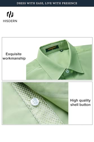 Image of HISDERN Mens Business Dress Shirts Long Sleeve Casual Button Down Shirt Formal Inner Collar Contrast Shirt for Men Wedding