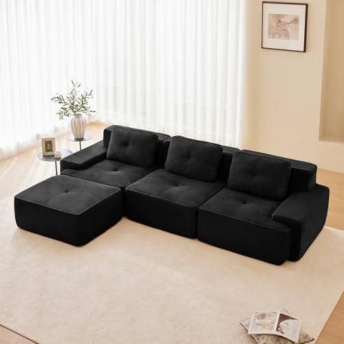 Image of Corduroy Modular Sectional Sofa, Oversized Cloud Couches for Living Room