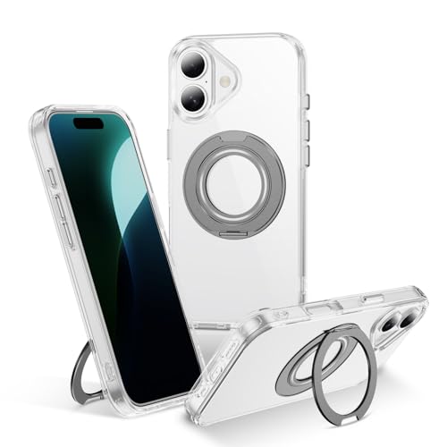 Jajaful �Ή� iPhone 17 �p �P�[�X �N���A �A�C�t�H��17 �P�[�X Magsafe�Ή� 360°��]�X�^���h �ԍڃz���_�[ �Ή� �w��h�~ ���ϖh�~ �ϏՌ� �ČRMIL�K�i SGS�F�� ��phone17�J�o�[ �A�C�z��17�g�уJ�o�[ ����