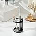 Metal Toothbrush Holder Stand for Bathroom: Stainless Steel Ventilated Organizer with Slots for Electric Toothbrushes, Toothpaste, Razors & Small Comb, Unique Footprint Base Design, Black