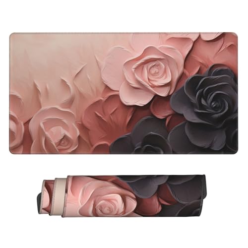 Tapis de souris gaming rose et noir 40x75 cm avec base caoutchouc