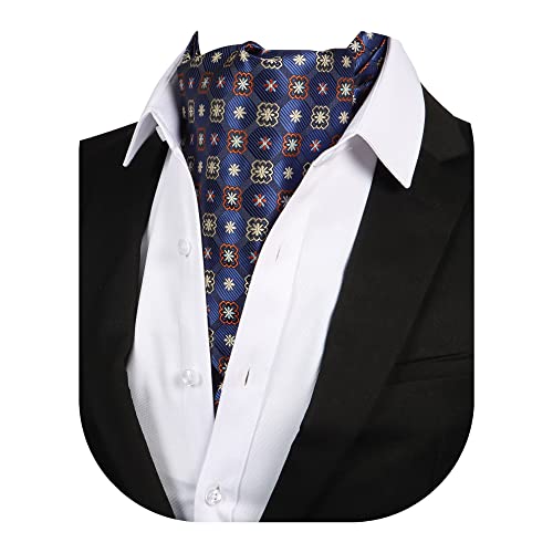 Beaface Corbatas para hombre, corbatas Ascot para hombre, cachemira, floral, jacquard tejido, corbata, boda, fiesta, casual, azul marino, Taille unique