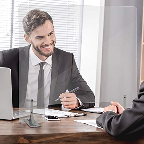 J Jackcube Design Sneeze Guard For Countertop Plexiglass Protective Shield With Pass Through Portable Clear Acrylic Divider Barrier For Desk, Office, Reception & Cashier (23.6"X 23.6")-Mk716A #TOP4