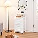 Yoobure Night Stand - LED White Nightstand with Charging Station, Bedside Table with 4 Storage Drawers and Storage Shelf, End Table with USB Ports and Outlets, Tall Dresser for Bedroom