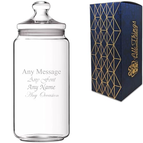 Image of Personalised 1.5L Engraved Glass Jar with Lid, Custom Name or Message, Laser Engraved, Gift Box Included, Bespoke Keepsake for Any Occasion