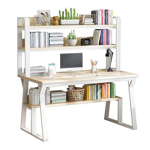 Escritorio de computadora con aparador y estantería Escritorio de oficina en casa Estudio Escritura Estudio para espacios pequeños Mesa de PC de madera con estantes de almacenamiento Juego moderno
