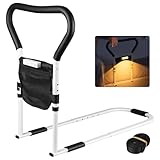 Aufstehhilfe Bett, Haltegriffe für Senioren, Höhenverstellbarer Haltegriff für Senioren, Bett Einstiegshilfe, Bettgriff Aufstehhilfe, Seitenschutz Betts Einstiegshilfe mit LED-Sensorlicht mit Tasche