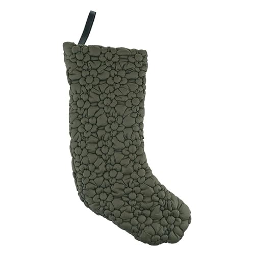 47th & Main Christmas Stockings Quilted Puffer Pebbled Hanging Holiday Décor for Fireplace, 20" Long x 8" Wide, Forest Green