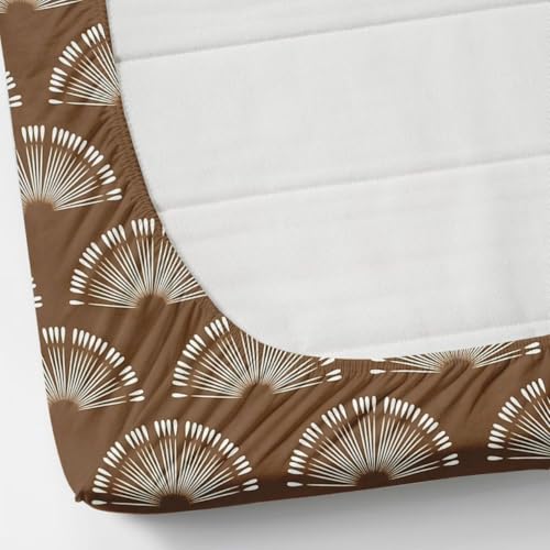 Image of Jashan Super Soft Glace Cotton Fabric 300 TC All Around Elastic Fitted Elegent Design King Size Double Bed Bedsheet with 2 Pillow Covers Fits Upto Mattress of 10 Inche,Size-72 x 78 x 10 Inche-Brown