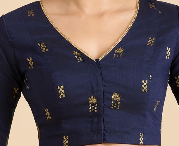 Image of Studio Shringaar Women's Handloom Cotton Silk Readymade Saree Blouse