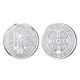 San Benito Colgante de San Benito con Cruz cristiana de protección, Acero Inoxidable, Amuleto de Protección del mal y el Exorcismo, símbolo cristiano, medalla religiosa