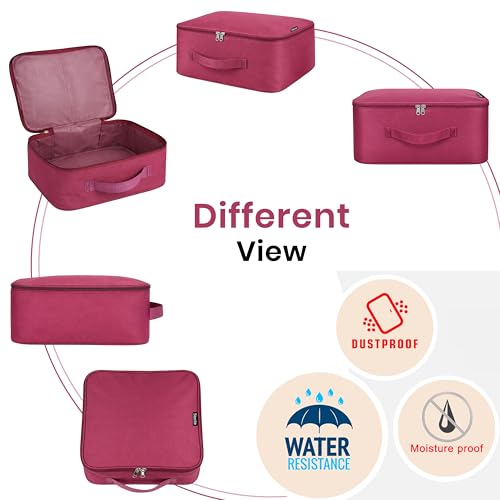 Image of Storite 2 Pack Mini Nylon Storage Bag, Magenta, 30x27x13 cm | Zip Closure, Foldable, Multipurpose Organizer, Travel, Clothes, Makeup, Toys & Home Storage, Portable Utility Bag