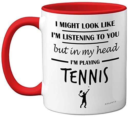 Stuff4 Tennis Gifts for Women Men, in My Head I'm Playing Tennis Mug, Funny Gifts for Players Lover Presents