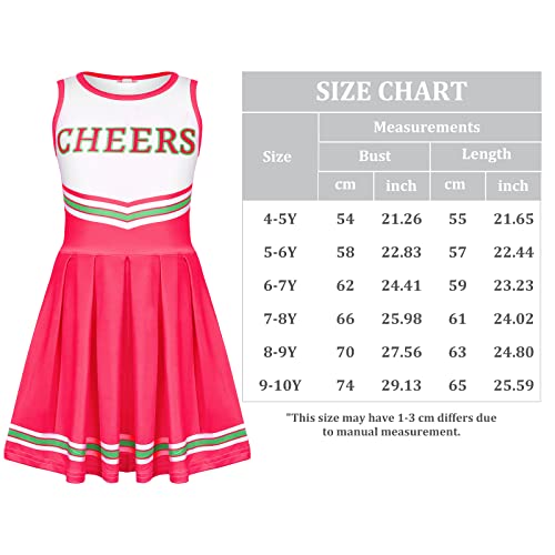 Girls Cheerleader Costume Outfit Set Fancy Dress For Halloween Party Birthday, Pink (7 To 8 Years Old) #TOP5