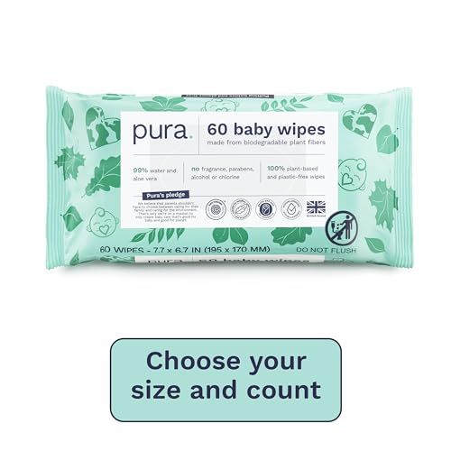 Pura Natural Sensitive Baby Wipes, 99% Water, Unscented & Hypoallergenic, Suitable for Sensitive & Eczema-prone Skin, Hypoallergenic, EWG Verified, 10 Pack of 60 Wet Wipes (600 Diaper Wipes) Bulk Buy β image 2