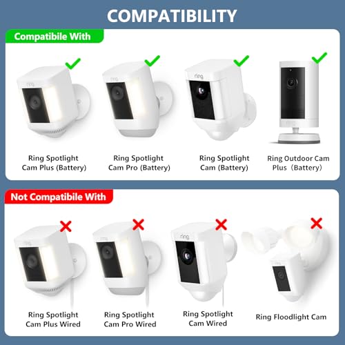 Adjustable Wall Mount for Ring Spotlight Cam Plus/Pro (Battery) and Ring Stick Up Cam/Pro (Battery), 360° Swivel Mounting Bracket for Indoor and Outdoor Use,Black
