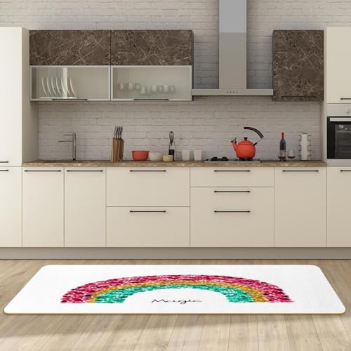 2 tapetes de cocina con lentejuelas arcoíris lavables 3