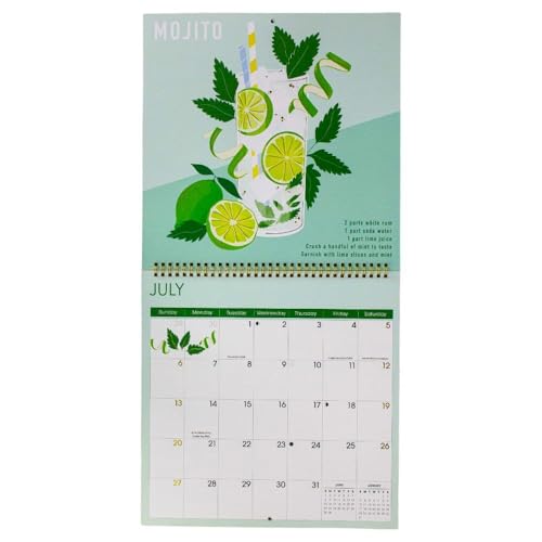 NIQUEA.D Calendário de parede espiral 2025 edição de coquetel
