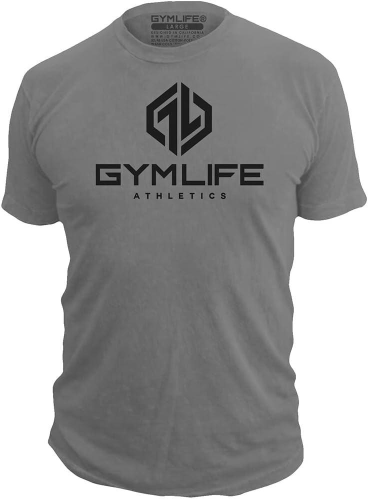 GYM LIFE Men's Power Up Athletic Performance Short Sleeve Workout T-Shirt, Black