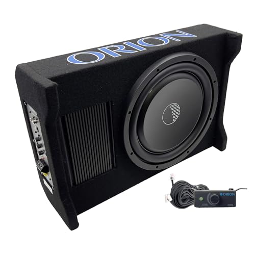 ORION Cobalt CPE120 12” 2000W Max Active Down-Firing Subwoofer Thin Enclosure with Built-in Amplifier – Slim Loaded Sub for Tight Spaces in Cars and Trucks, Air-Tight Sealed Shallow Mount Enclosure