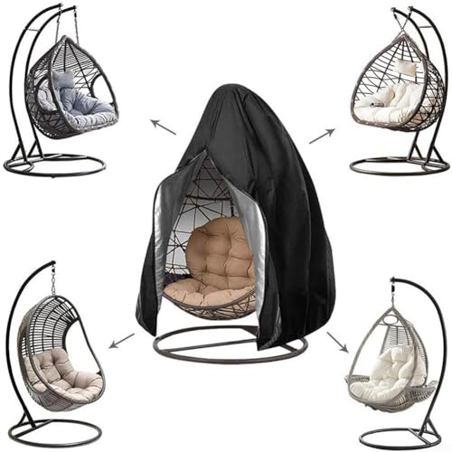 Funda para silla colgante impermeable 190x115cm negra para patio y jardín 5