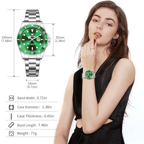 Image of OLEVS Watch Women Silver Watches for Women Luxury for Small Wrists Dress Stainless Steel Women's Wrist Watches Easy to Read Reloj para Mujer Black /Blue /Gold /Green /Pink /Purple