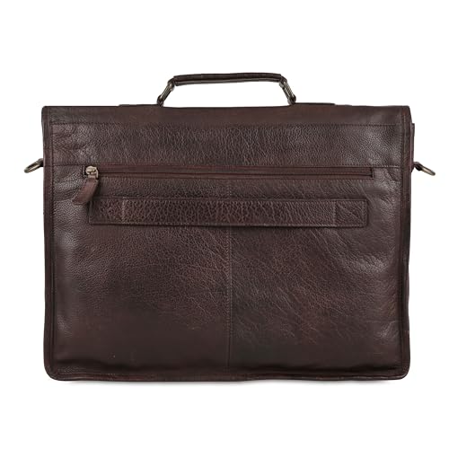 Image of Leather briefcase 18 inch laptop messenger bag for men and women best satchel office bag