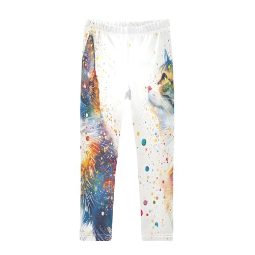 Toddler Girls Leggings Printed Yoga Pants Leggings Watercolor Cat for Kids