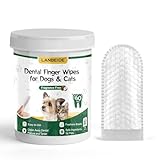 Picture of LANBEIDE Pet Teeth Cleaning Wipes for Dogs & Cats 60 Counts, Dog Dental Wipes for Reducing Plaque & Tartar, Breath Freshener Dental and Gum Care Finger Pet Wipes, No Hard Toothbrush