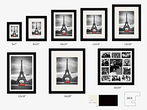 Studio 500, 4-Value Luxury Pack Of 10 By 13-Inch Real Solid Pine Wood Photo Frames, Tempered Glass, With Acid Free Ivory White Core Mat Board For 8.5X11 Documents Or Photos, 2 Colors (White) #TOP5