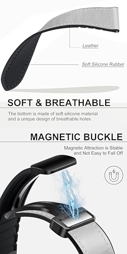 Image of ACM Watch Strap 20mm for Samsung Galaxy Watch Active 2 44mm Smartwatch | Leather Magnetic Silicone Belt Luxury Band