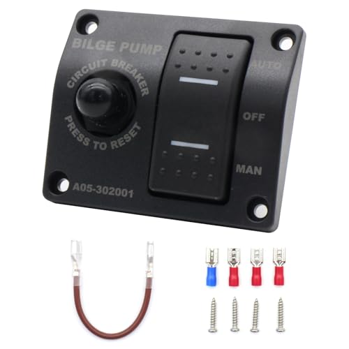 YQMIGU Bilge Pump Rocker Switch 12V 24V Panel 3-Way Toggle Automatic/Off/Manual 15A Circuit Breaker Built-In When Switch Is ON With Connecting Line Joint Screw