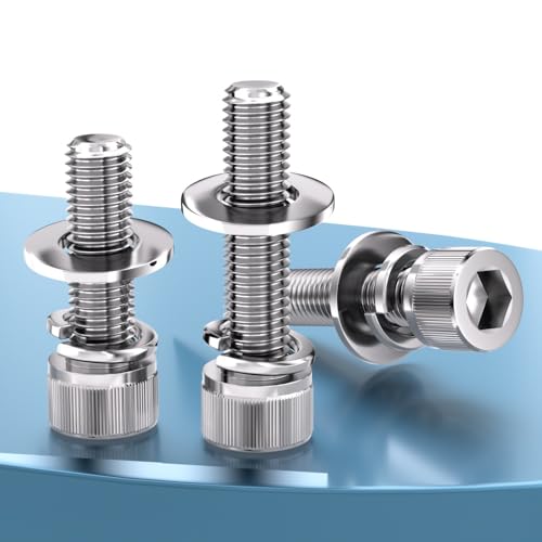 Image of M12*20（10pcs）Hex Socket Head Cap Screw, Hexagon Bolts Washers Assortment Kit ，Machine Screws Set Stainless Steel 18-8 (304),DIN912