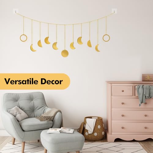 poeland Mondphasen Girlande, goldene Mond Girlande mit Haken, dekorative Kette Mond für Schlafzimmer, Zuhause, Büro, Kinderzimmer (goldener Mond)