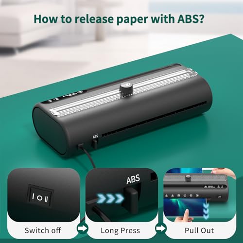 Laminator Thermal Laminating Machine Lamination Kit Laminator Machine with Laminating Sheets 20 Teacher Laminator A4 for Office Home Classroom (Black) - Thumbnail 7