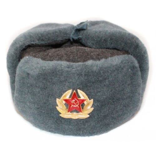 RUSSIAN STORE Gorro Colbaco Ushanka de lana natural original del Periodo Soviético. Ejercito ruso. Varios tamaños disponibles (mediano)