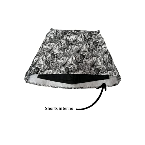 Saia Short Mormaii Sports Feminina Beach Tennis Original Cor:Preto/Branco Folhas;Tamanho:GG