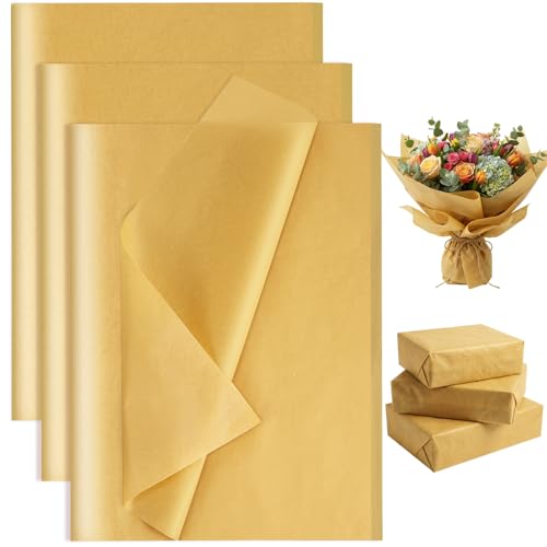 Woric 50 x 70cm Gold Tissue Paper 50 Sheets Gift Tissue Wrap for Crafts