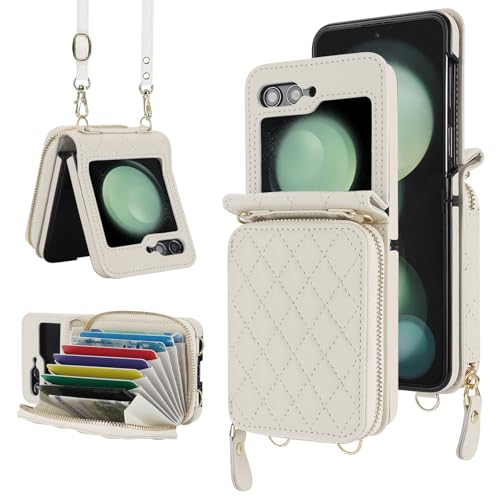 Coque Samsung Z Flip 6 NINKI chic en cuir PU blanc avec fermeture à glissière