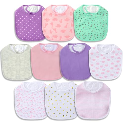 Image of Hakochia Waterproof Baby Bibs Organic Cotton Super Soft and Absorbent With Adjustable Snap for Baby Boys and Girls