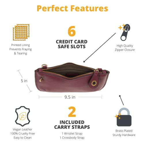 Image of Joy Susan Women's Fashion Purse Mini Crossbody Wristlet Clutch Handbag - Plum