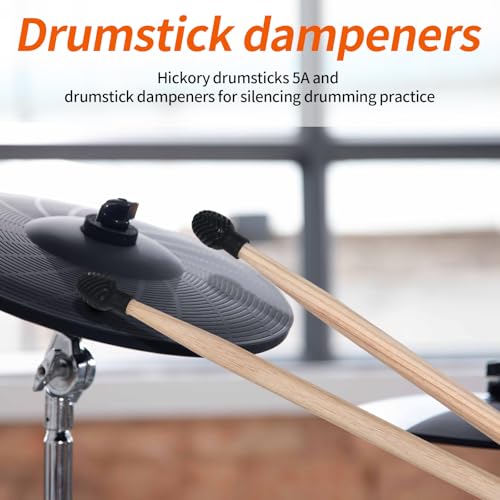 Horse Drum Mute Pads, Foam Drum Silencer Pads Set 12 Pieces with Drum Dampening Pads, Hi-Hat Set Pad, 1 Pair Drumstick Dampeners, and Cymbal Muffler Pads Fit 10”, 12”, 14”, 16\" Electric Drum Kits