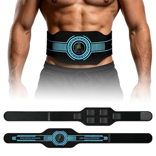 EMS Electroestimulador Abdominal, Abdominales Electroestimulacion, con 10 Modos y 39 Niveles de Intensidad, Electroestimulador Muscular Recargable Por USB, Apto Tanto para Hombres Como para Mujeres